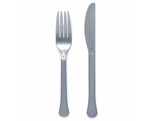 24PK MIXED CUTLERY 24PK GRAPHITE SILVER