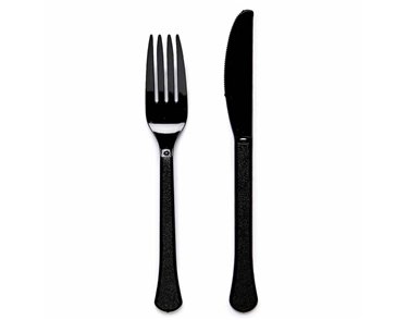 24PK MIXED CUTLERY 24PK CHARCOAL BLACK