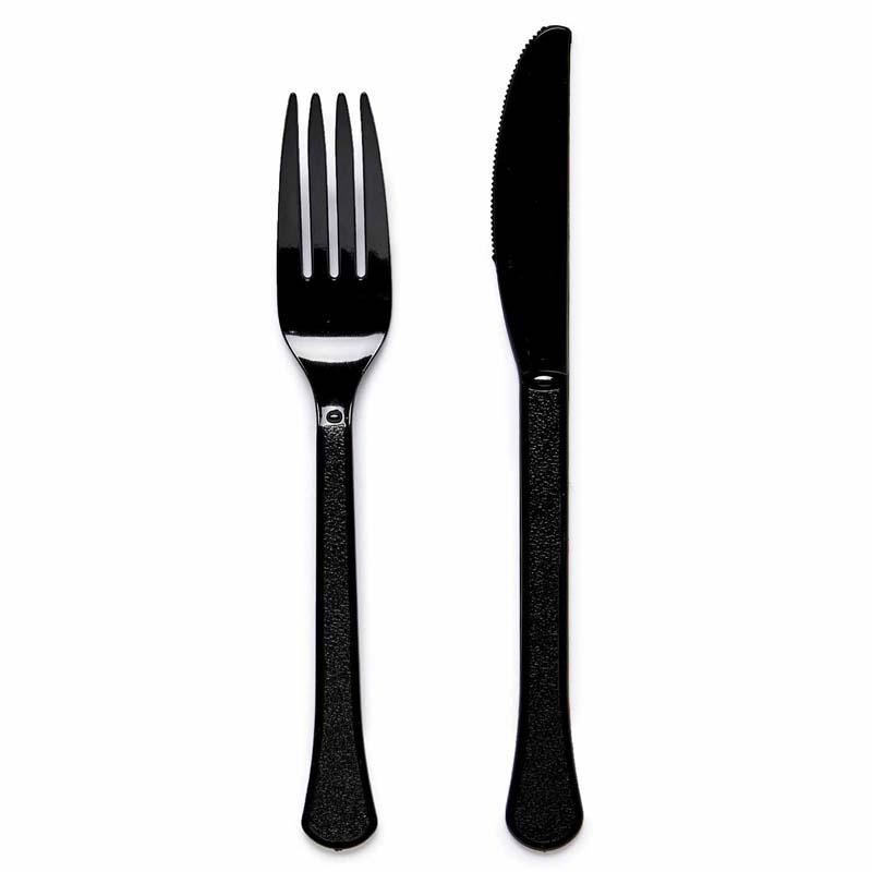24PK MIXED CUTLERY 24PK CHARCOAL BLACK
