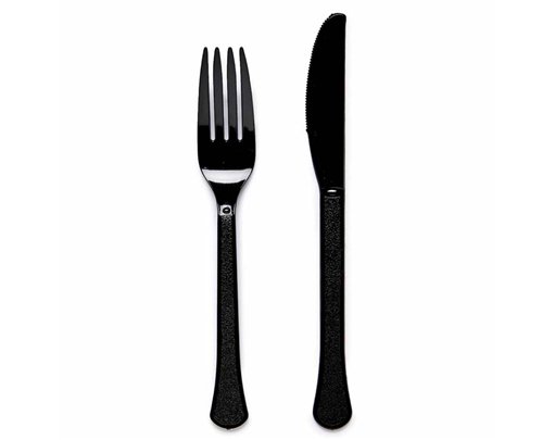 24PK MIXED CUTLERY 24PK CHARCOAL BLACK