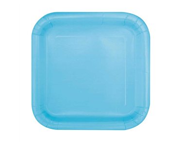 16PK 7in POWDER BLUE SQUARE PLATES