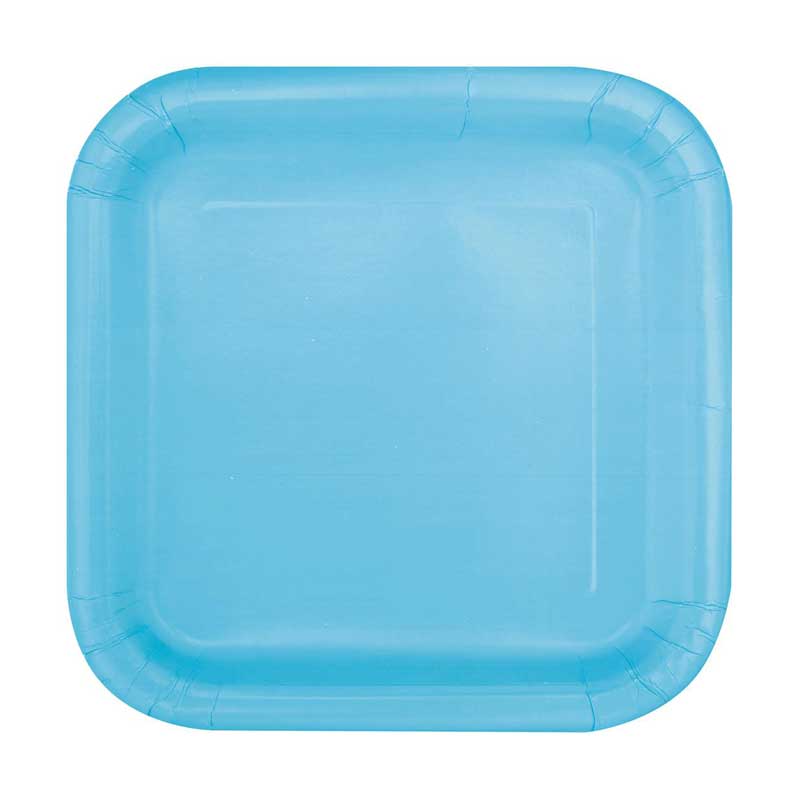16PK 7in POWDER BLUE SQUARE PLATES