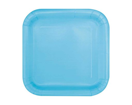 16PK 7in POWDER BLUE SQUARE PLATES