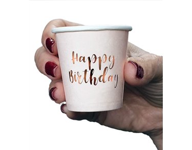 10PK ROSE GOLD HAPPY BIRTHDAY DRINKING SHOT CUPS
