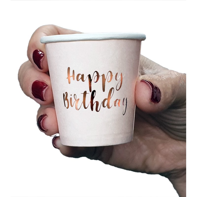 10PK ROSE GOLD HAPPY BIRTHDAY DRINKING SHOT CUPS