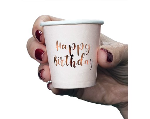 10PK ROSE GOLD HAPPY BIRTHDAY DRINKING SHOT CUPS
