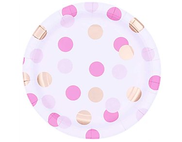 8PK 23cm PINK & GOLD DOTS PLATES