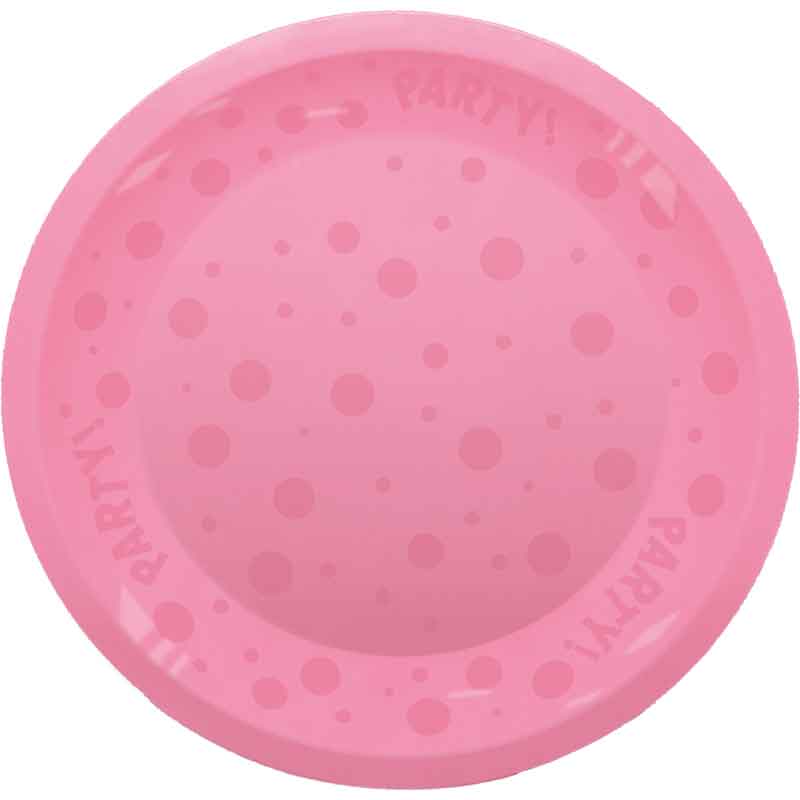21cm PINK "PARTY" REUSABLE SEMI-TRANSPARENT PLATE