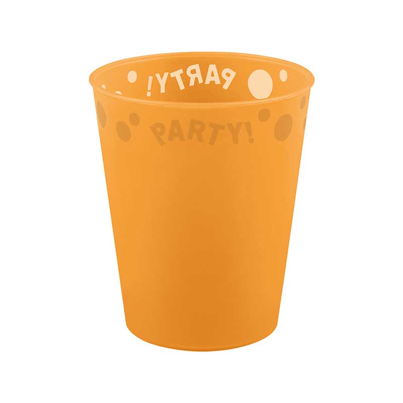 250ml ORANGE "PARTY" REUSABLE SEMI-TRANSPARENT CUP