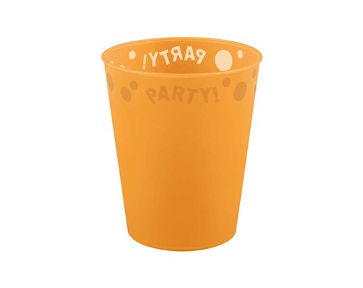250ml ORANGE "PARTY" REUSABLE SEMI-TRANSPARENT CUP