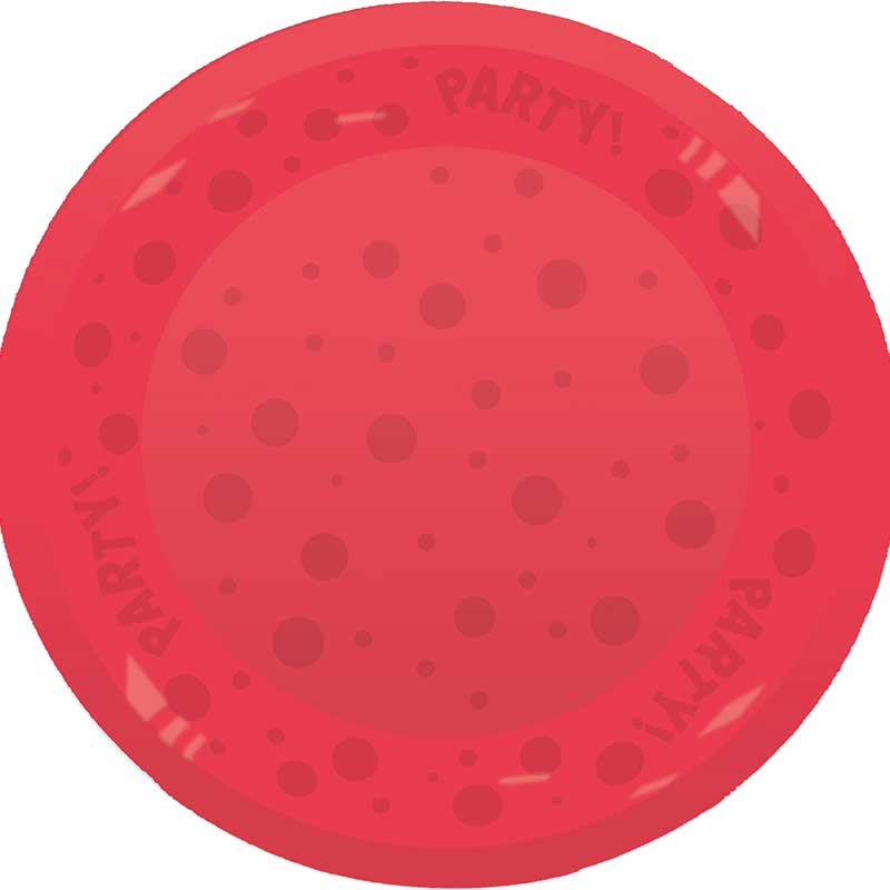21cm RED "PARTY" REUSABLE SEMI-TRANSPARENT PLATE