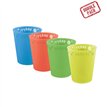 4PK 250ml ASST FLUORESCENT "PARTY" REUSABLE SEMI-TRANSPARENT CUPS