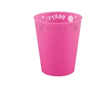 250ml FLUORESCENT FUCHSIA "PARTY" REUSABLE SEMI-TRANSPARENT CUP