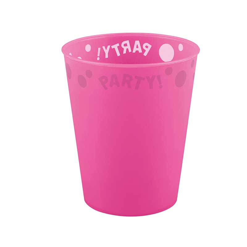 250ml FLUORESCENT FUCHSIA "PARTY" REUSABLE SEMI-TRANSPARENT CUP