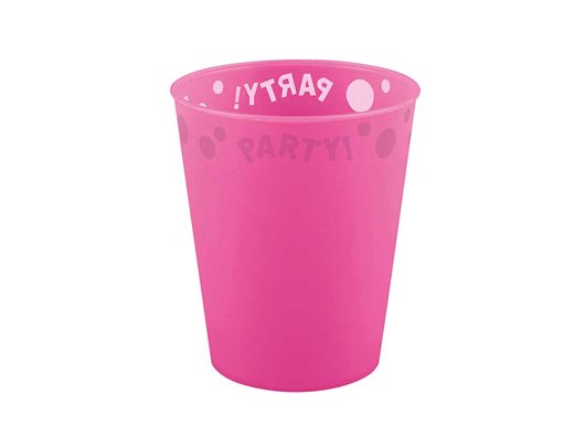 250ml FLUORESCENT FUCHSIA "PARTY" REUSABLE SEMI-TRANSPARENT CUP