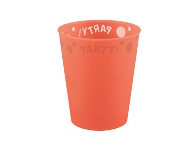 250ml FLUORESCENT ORANGE "PARTY" REUSABLE SEMI-TRANSPARENT CUP