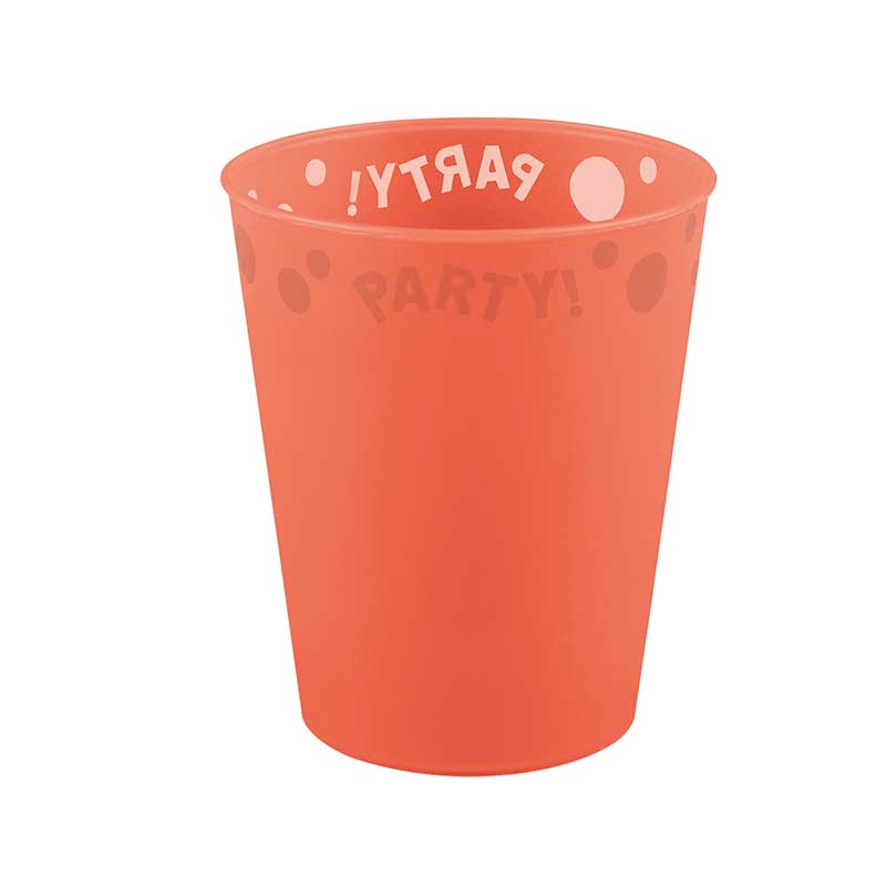 250ml FLUORESCENT ORANGE "PARTY" REUSABLE SEMI-TRANSPARENT CUP