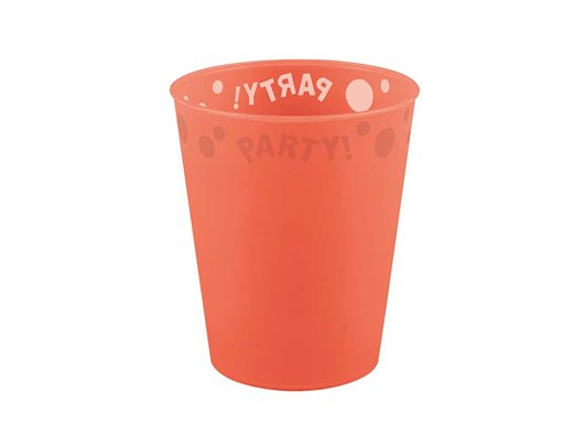 250ml FLUORESCENT ORANGE "PARTY" REUSABLE SEMI-TRANSPARENT CUP