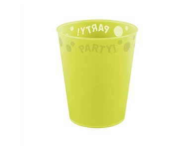 250ml FLUORESCENT YELLOW "PARTY" REUSABLE SEMI-TRANSPARENT CUP