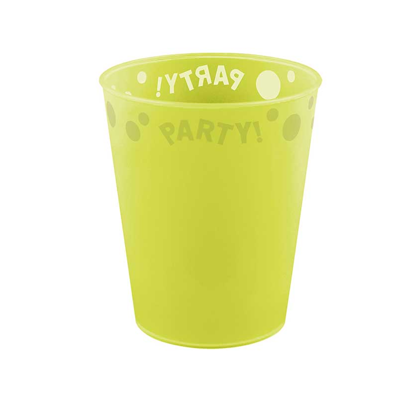 250ml FLUORESCENT YELLOW "PARTY" REUSABLE SEMI-TRANSPARENT CUP