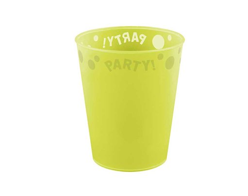 250ml FLUORESCENT YELLOW "PARTY" REUSABLE SEMI-TRANSPARENT CUP