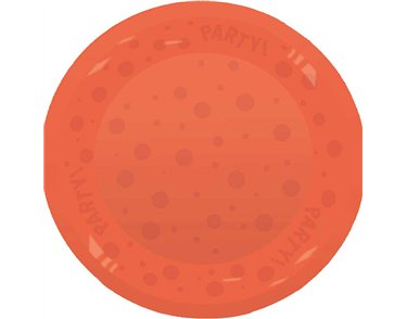 21cm FLUORESCENT ORANGE "PARTY" REUSABLE SEMI-TRANSPARENT PLATE