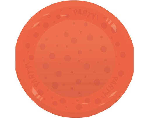 21cm FLUORESCENT ORANGE "PARTY" REUSABLE SEMI-TRANSPARENT PLATE