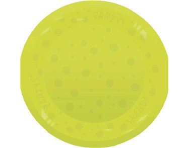 21cm FLUORESCENT YELLOW "PARTY" REUSABLE SEMI-TRANSPARENT PLATE