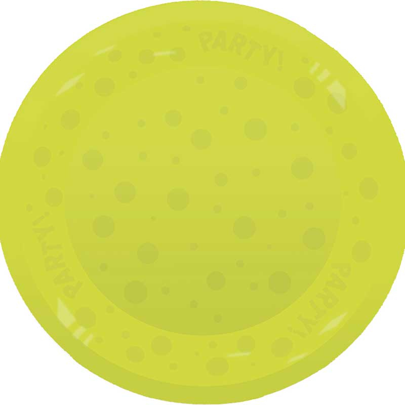 21cm FLUORESCENT YELLOW "PARTY" REUSABLE SEMI-TRANSPARENT PLATE