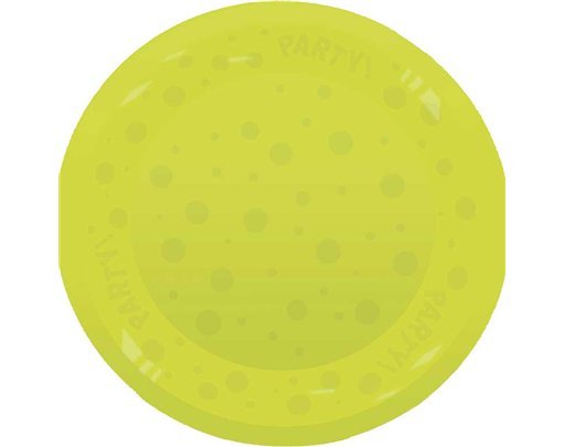 21cm FLUORESCENT YELLOW "PARTY" REUSABLE SEMI-TRANSPARENT PLATE