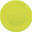 21cm FLUORESCENT YELLOW "PARTY" REUSABLE SEMI-TRANSPARENT PLATE