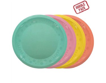 4PK 21cm ASST PASTEL "PARTY" REUSABLE SEMI-TRANSPARENT PLATES