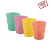 4PK 250ml ASST PASTEL "PARTY" REUSABLE SEMI-TRANSPARENT CUPS