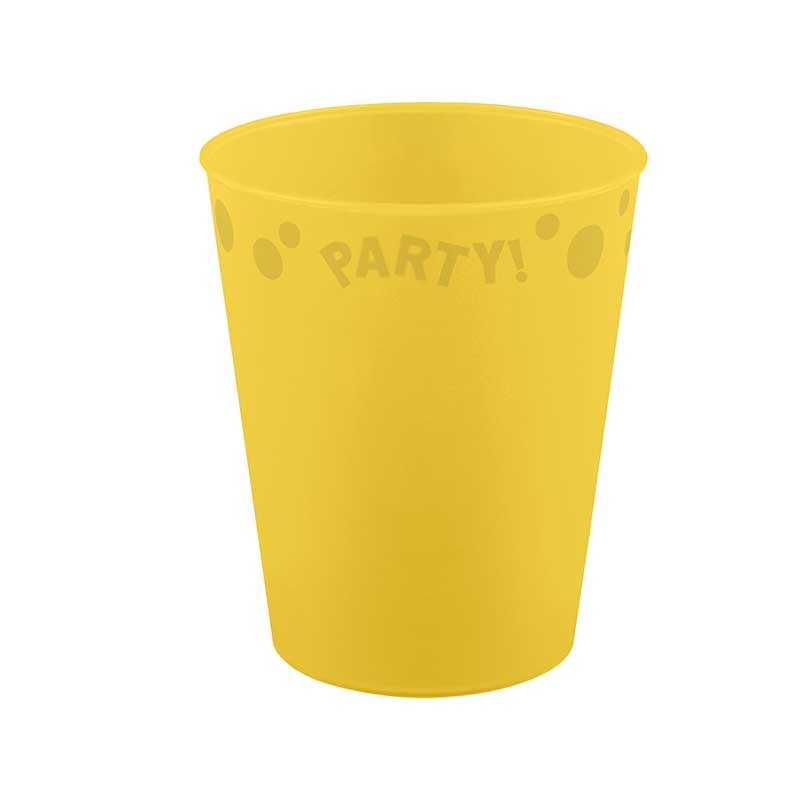 250ml PASTEL YELLOW "PARTY" REUSABLE SEMI-TRANSPARENT CUP