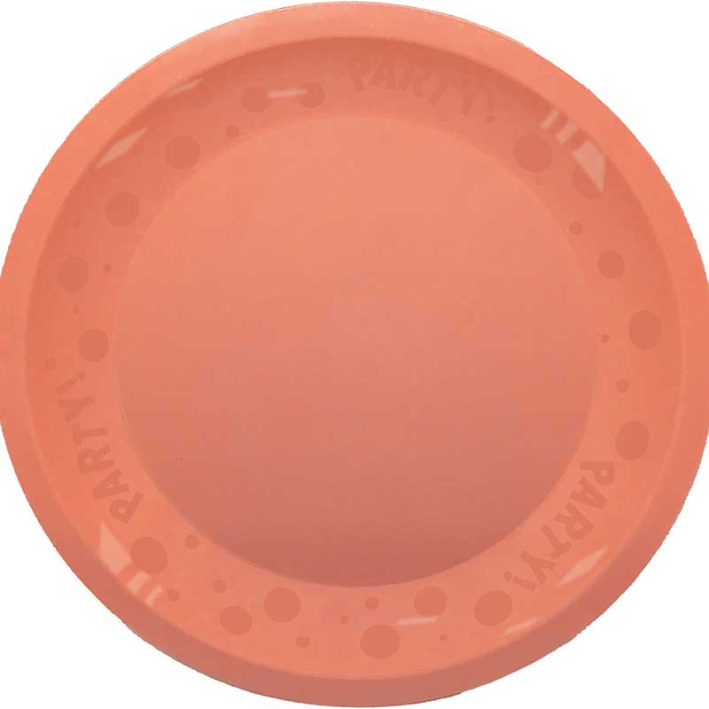 21cm PASTEL SALMON "PARTY" REUSABLE SEMI-TRANSPARENT PLATE
