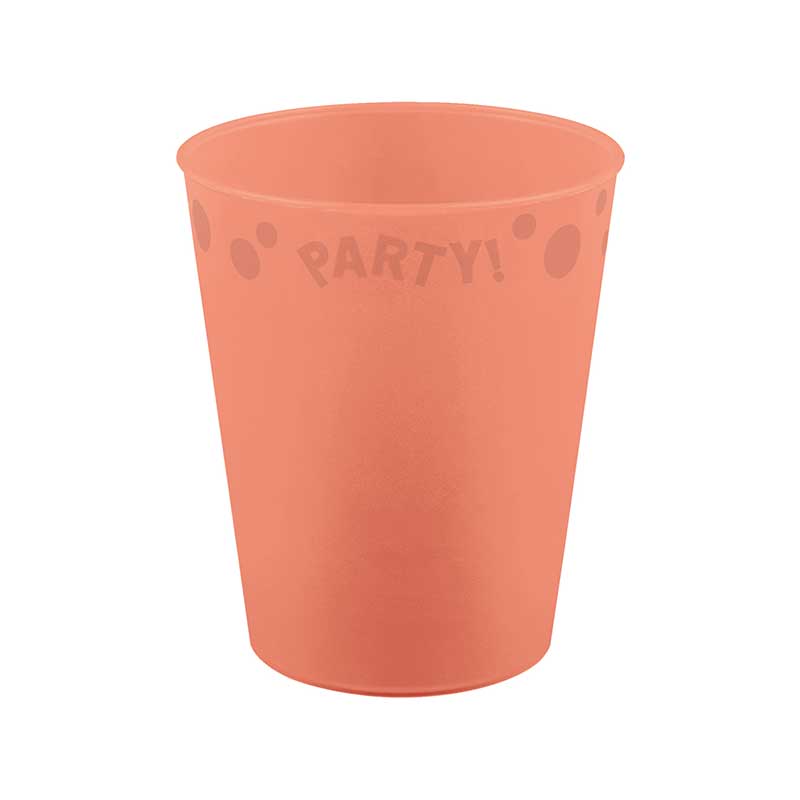 250ml PASTEL SALMON "PARTY" REUSABLE SEMI-TRANSPARENT CUP