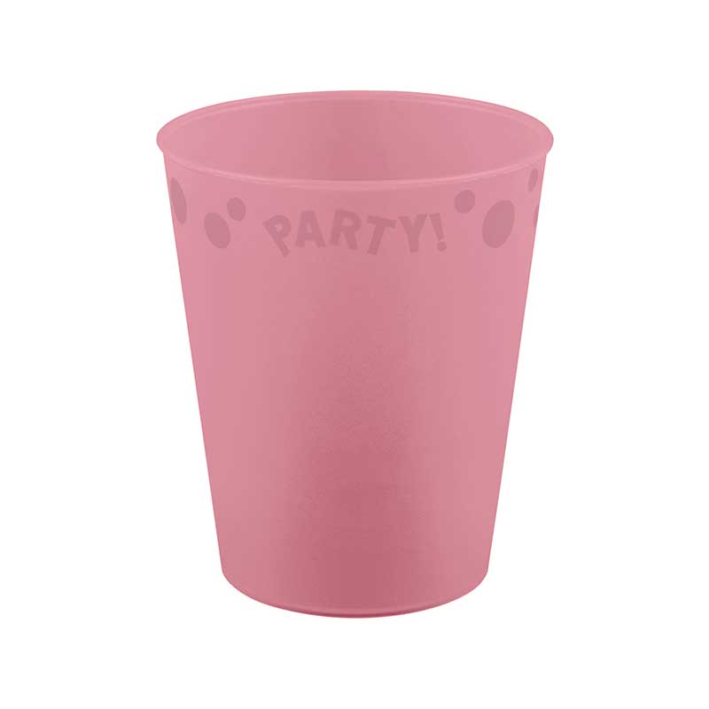 250ml PASTEL PINK "PARTY" REUSABLE SEMI-TRANSPARENT CUP