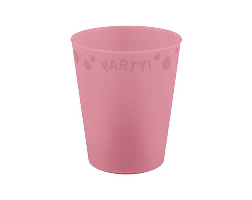 250ml PASTEL PINK "PARTY" REUSABLE SEMI-TRANSPARENT CUP