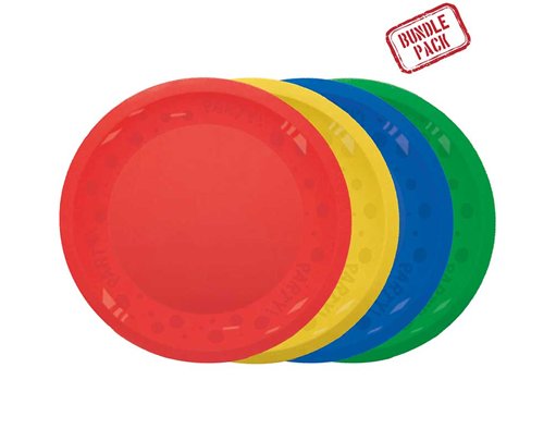 4PK 21cm MIXED BRIGHT COLORS "PARTY" REUSABLE PLATES