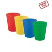 4PK 250ml MIXED BRIGHT COLOURS "PARTY" REUSABLE CUPS