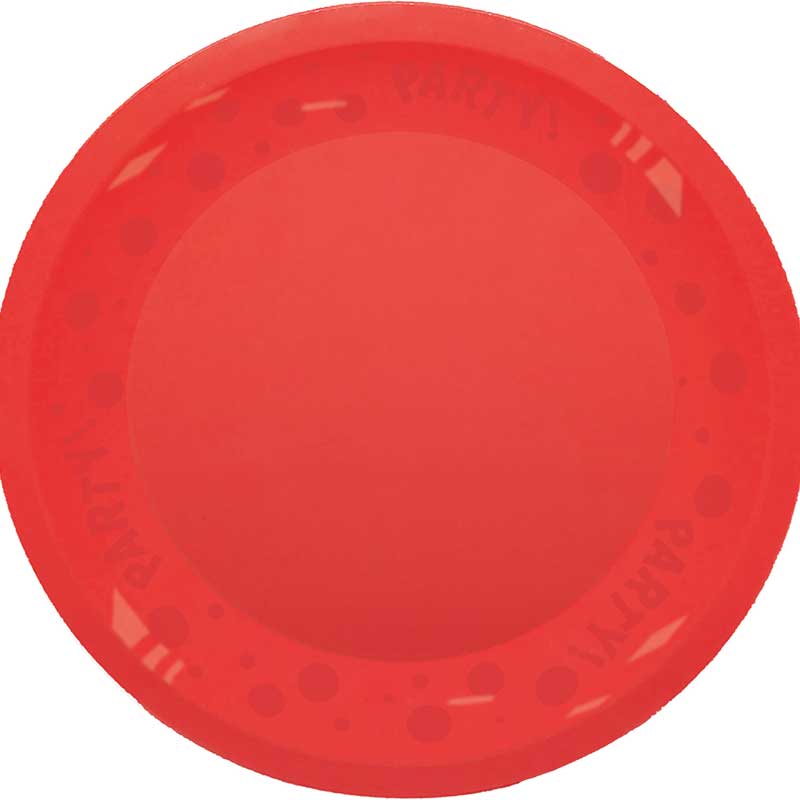 21cm BRIGHT RED "PARTY" REUSABLE SEMI-TRANSPARENT PLATE