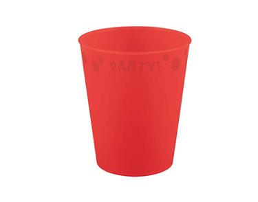 250ml BRIGHT RED "PARTY" REUSABLE SEMI-TRANSPARENT CUP