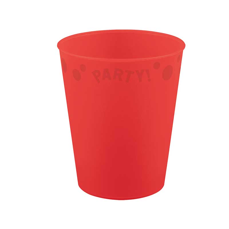 250ml BRIGHT RED "PARTY" REUSABLE SEMI-TRANSPARENT CUP