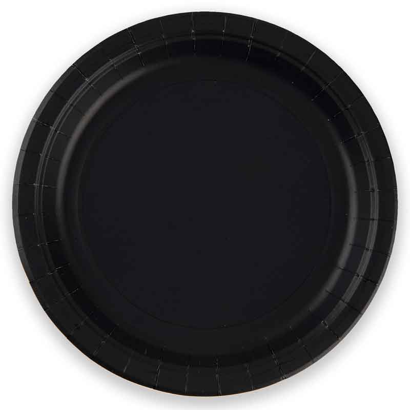 8PK 23cm BLACK PAPER PLATES