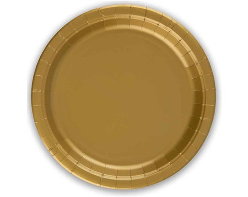8PK 23cm GOLD PAPER PLATES