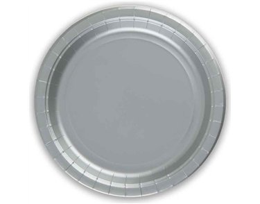 8PK 23cm SILVER PAPER PLATES