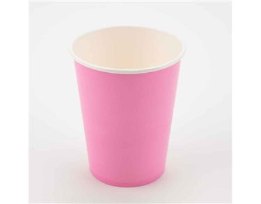 8PK 9oz BUBBLEGUM PINK PAPER CUPS