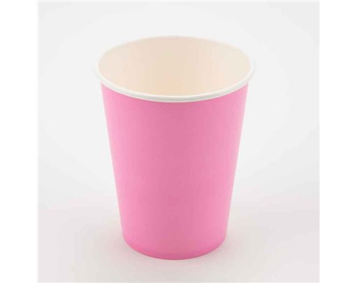 8PK 9oz BUBBLEGUM PINK PAPER CUPS