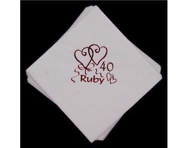 (15) 40TH ANNIVERSARY RED FOIL NAPKINS