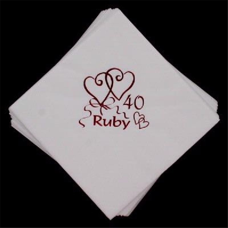 (15) 40TH ANNIVERSARY RED FOIL NAPKINS